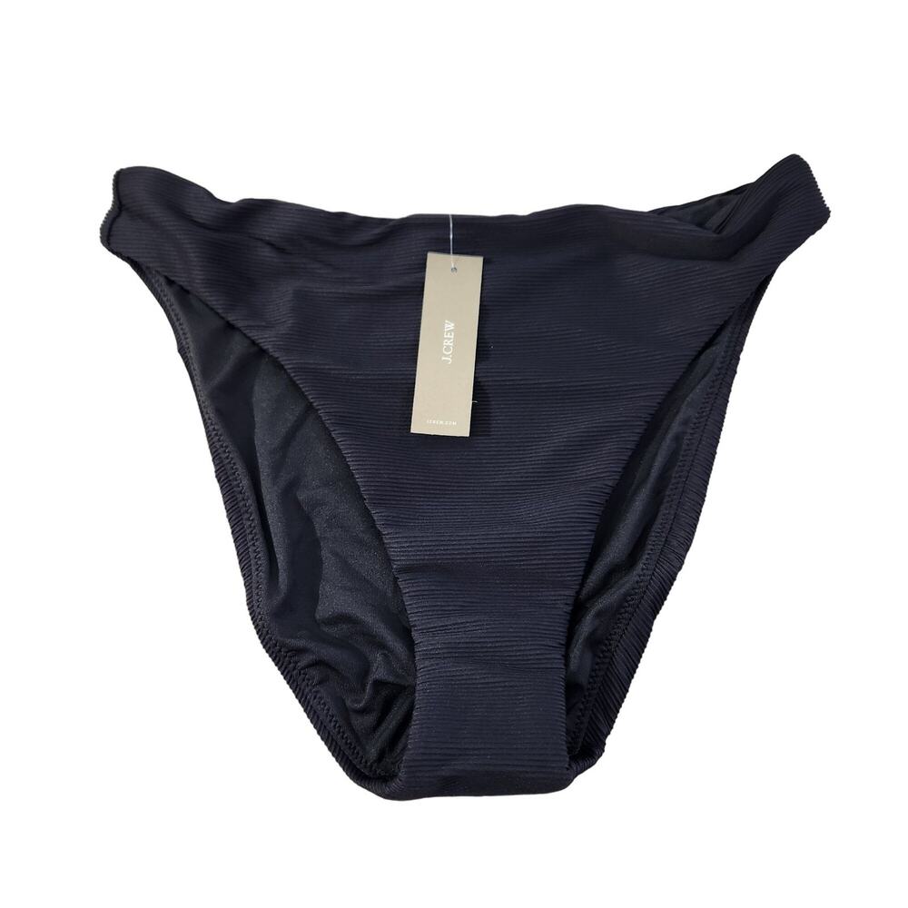 J. Crew Black Ribbed High Rise Swim Bottom Style BE808 New With Tags Women's S